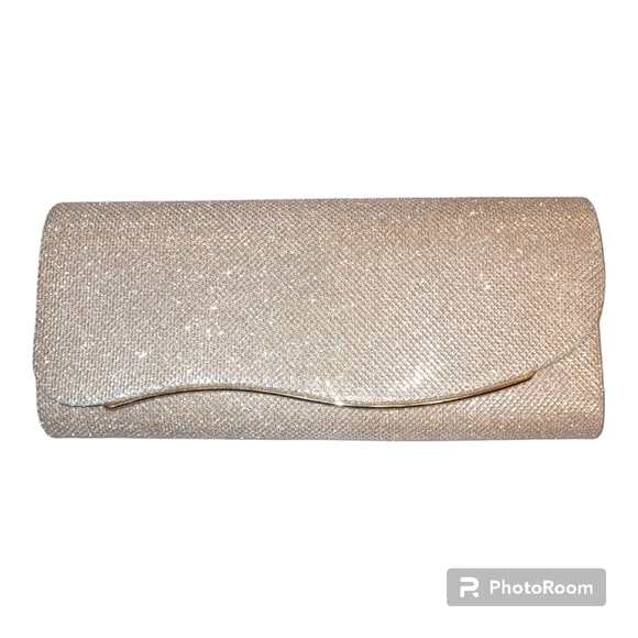 Metallic Evening Clutch Purse NWT Rose Gold - Picture 1 of 3
